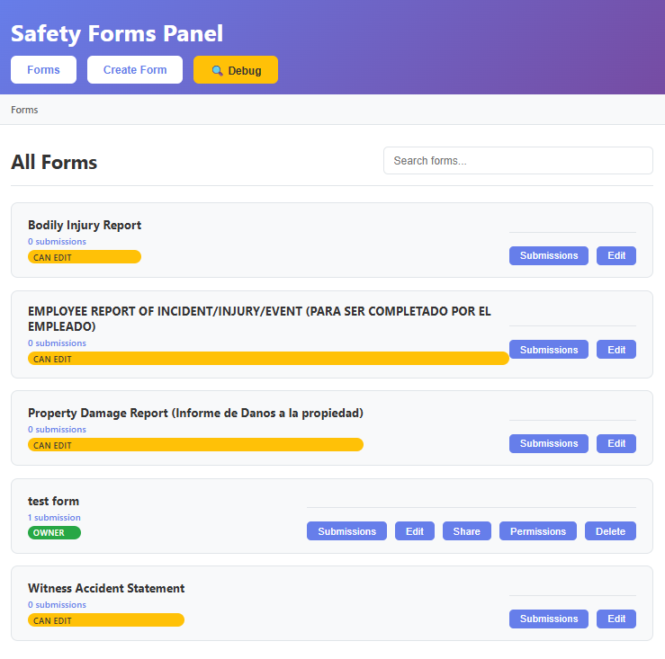 Forms Management Dashboard