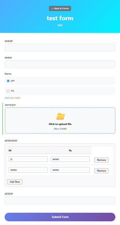 Interactive Form Input Interface