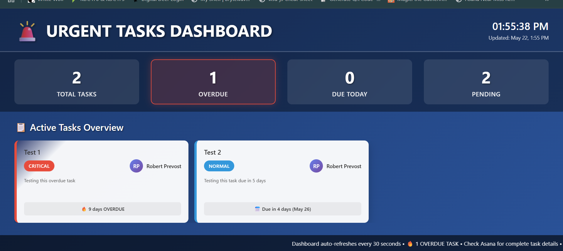 Urgent Tasks Dashboard